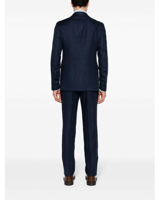 Tagliatore Blue Double-breasted Linen Suit for men