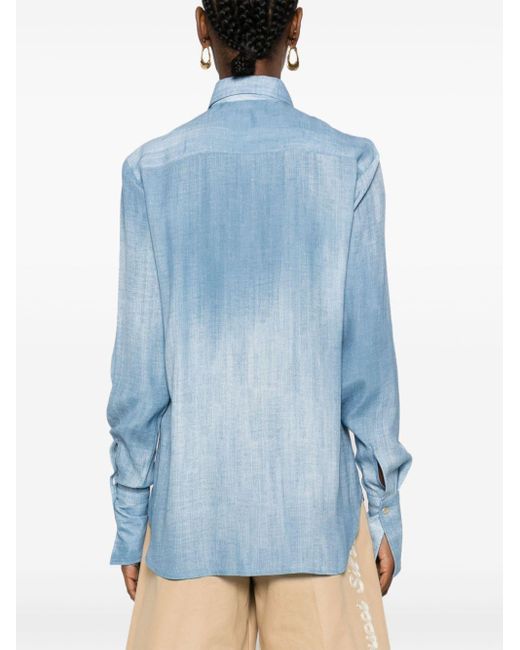 Ermanno Scervino Blue Embroidered Chambray Shirt