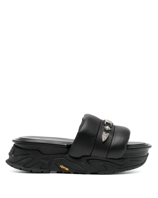 Toga Virilis Black Studded Leather Sandals for men