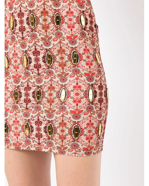 Amir Slama Red Floral-Print Cut-Out Mini Dress