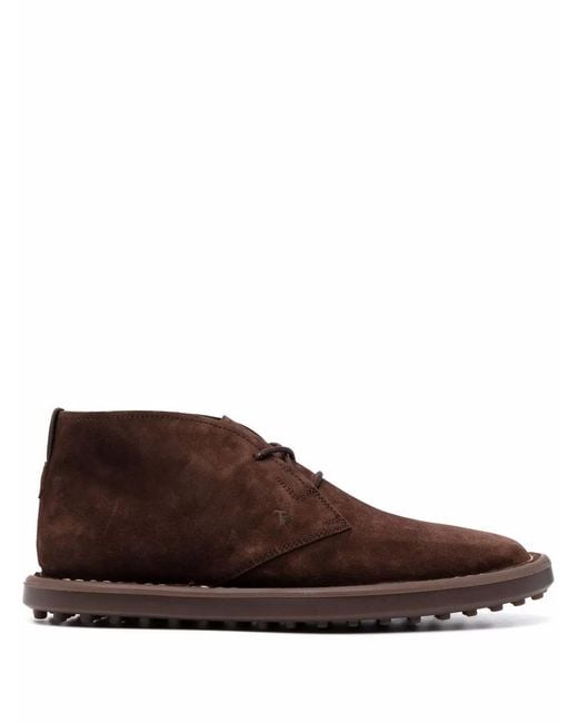 Tod's Brown Lace-Up Suede Desert Boots for men