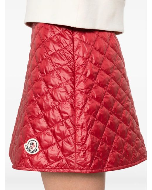Moncler キルティング Aラインスカート Red