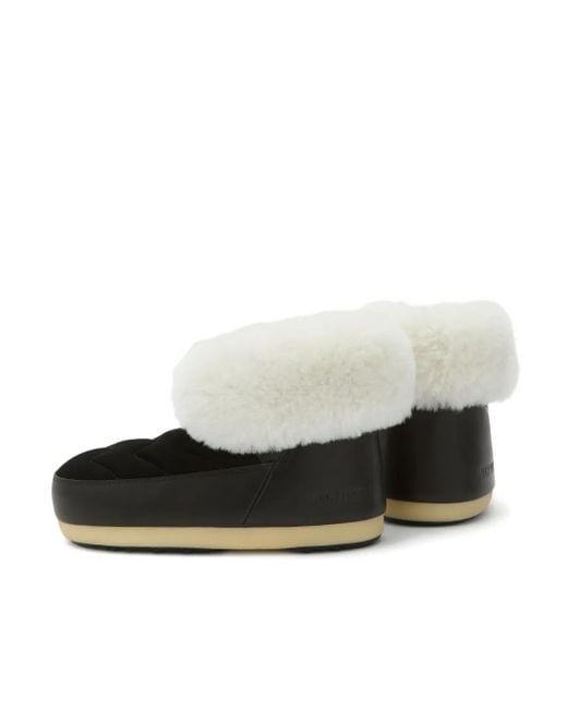 Moon Boot Black Gesteppte EVX Stiefel aus Shearling