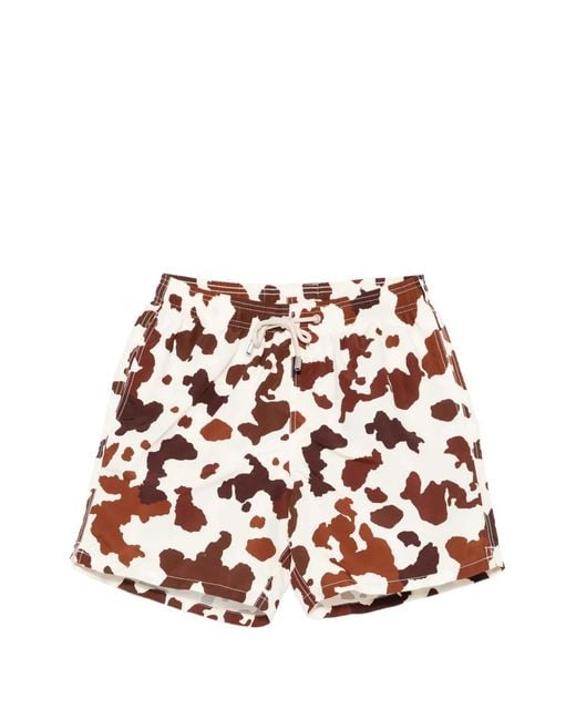 Mc2 Saint Barth White Short De Bain Gustavia À Motif Animalier for men