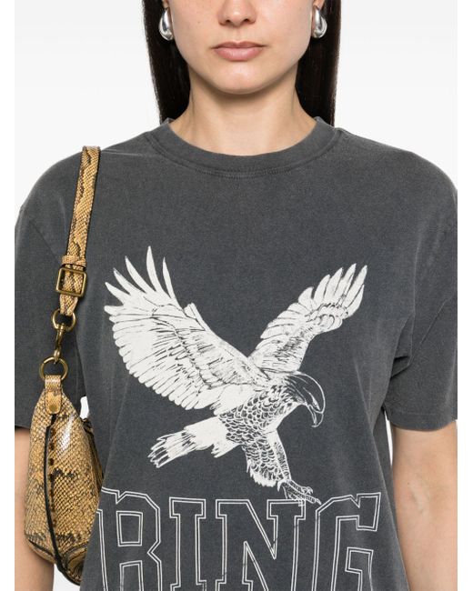Anine Bing Black T-Shirt mit Logo-Print