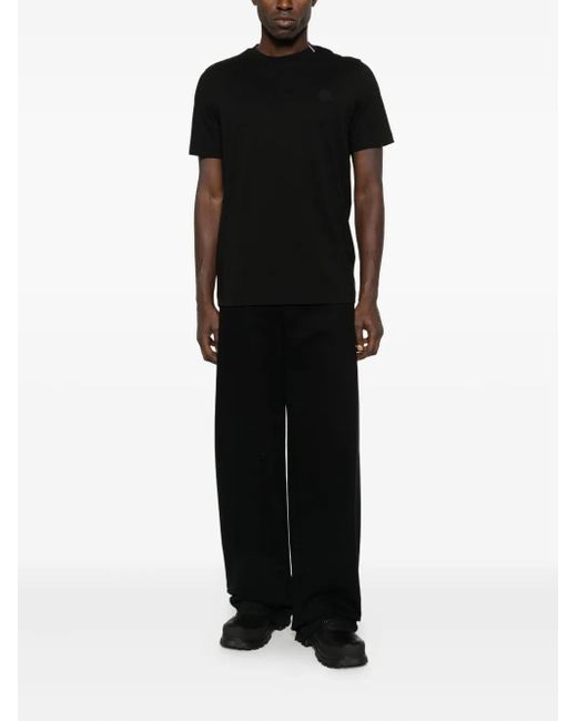 Moncler Black Stripe-Detail Short-Sleeve T-Shirt for men
