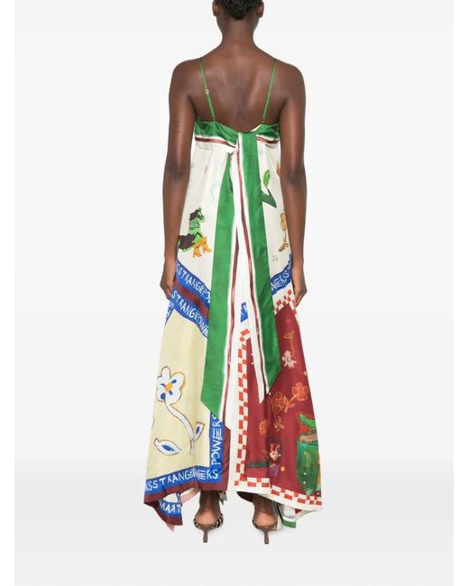 ALÉMAIS White Tangible Love Handkerchief-Hem Midi Dress