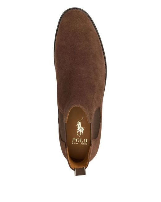 Polo Ralph Lauren Brown Suede Elastic-Panel Boots for men