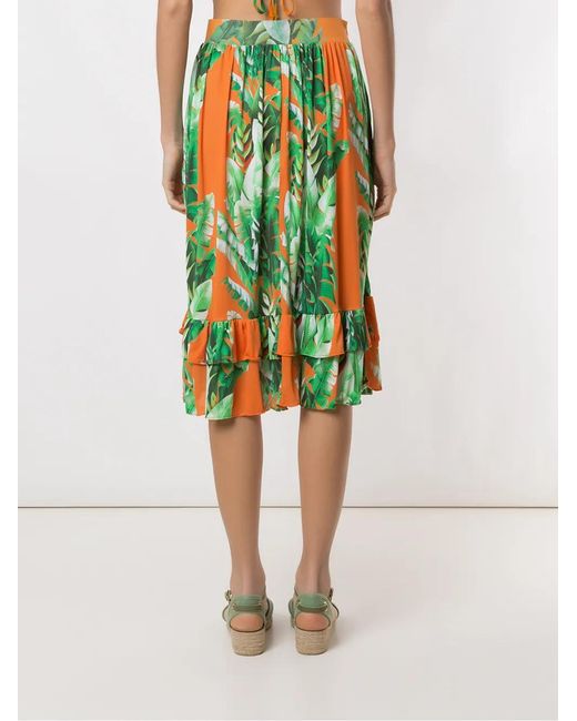 Amir Slama Green Printed Ruffle Skirt