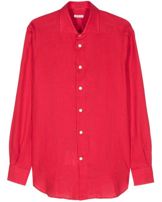 Kiton Red Long-sleeve Linem Shirt for men