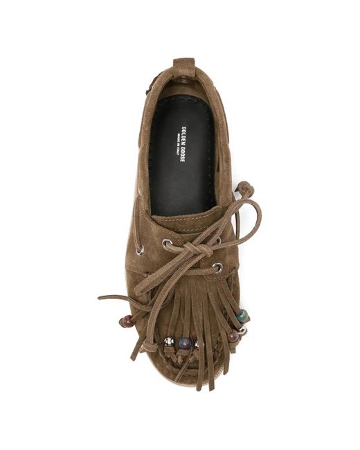 Golden Goose Deluxe Brand Brown Boat Mocassin Suede Upper With Accessories