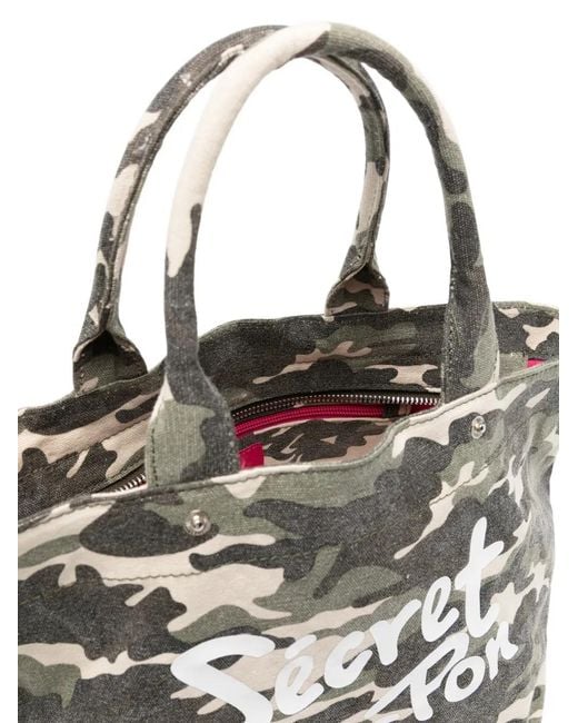 Secret Pon-pon Black City Camouflage Mesh-Overlay Tote Bag