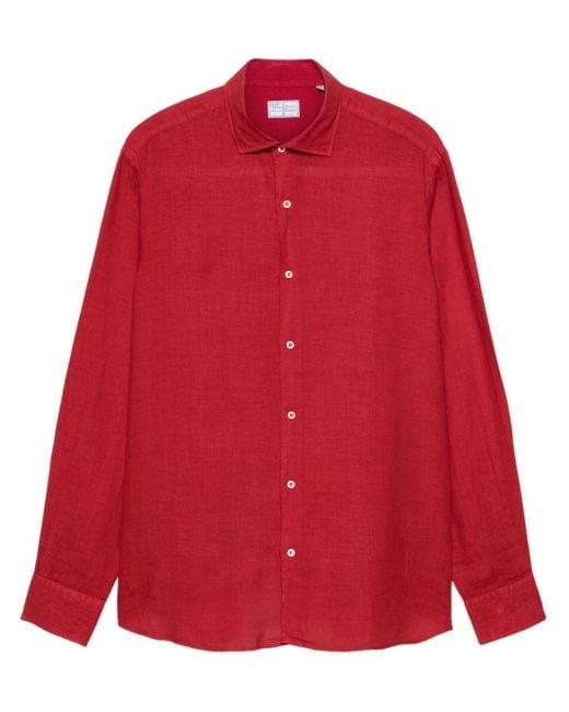 Fedeli Red Nick Linen Shirt for men