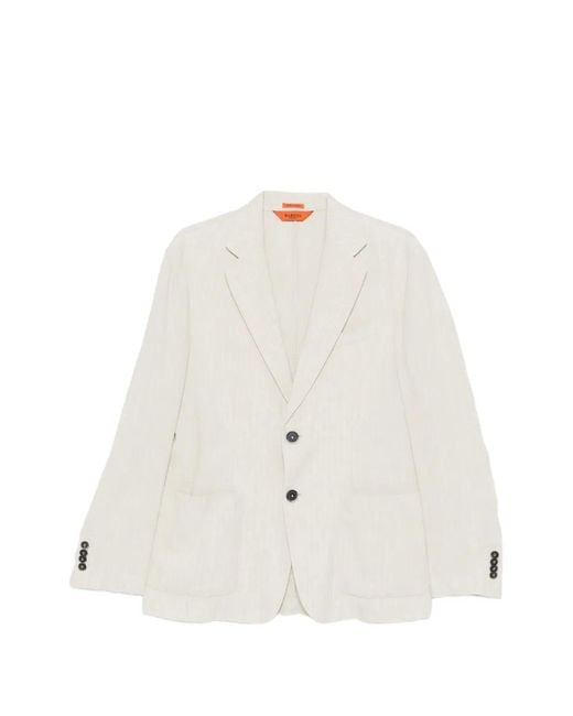 Barena White Herringbone Single-Breasted Blazer for men