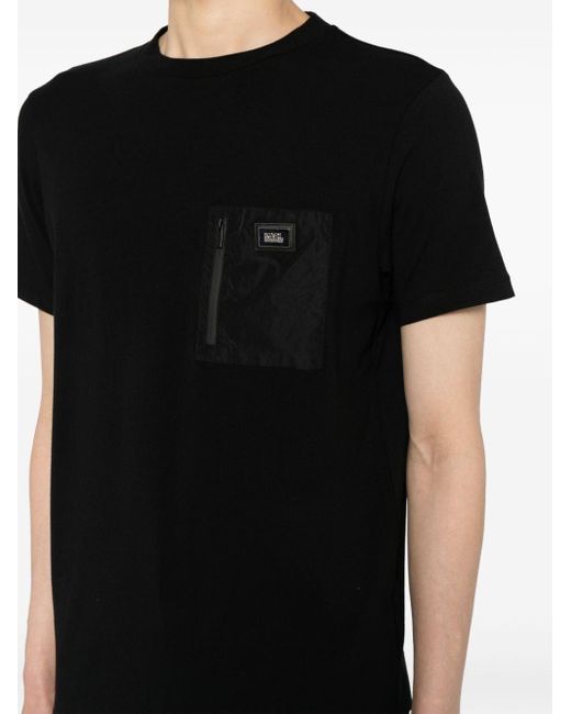 Karl Lagerfeld Black Logo-plaque Crew-neck T-shirt for men