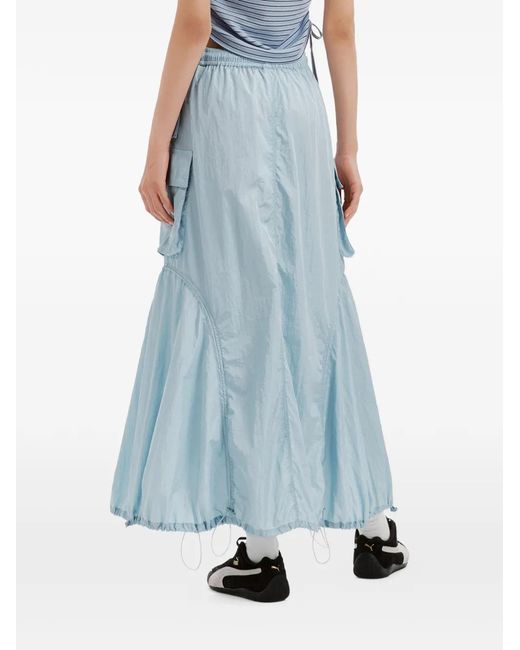 Mini Cream Blue Cargo Drawstring Maxi Skirt