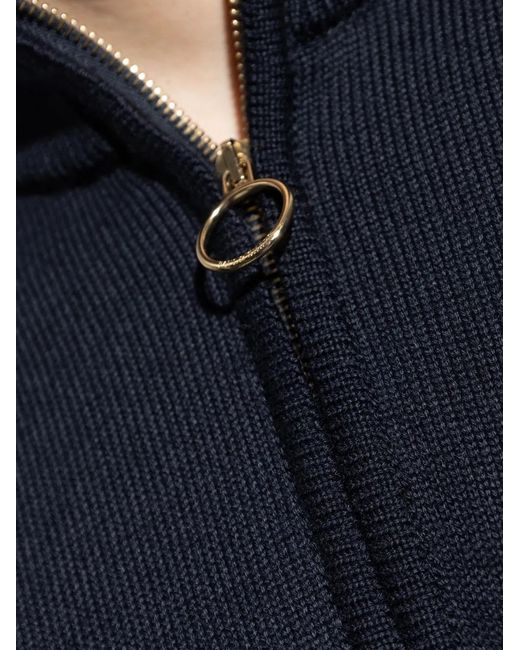 Paul & Shark Blue Half-Zip Striped Wool Sweater for men