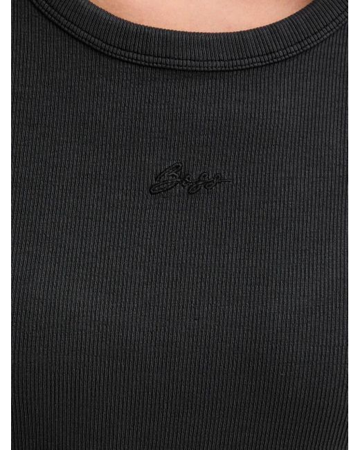 Boss Geribbelde Midi-Jurk Met Open Achterkant in het Black