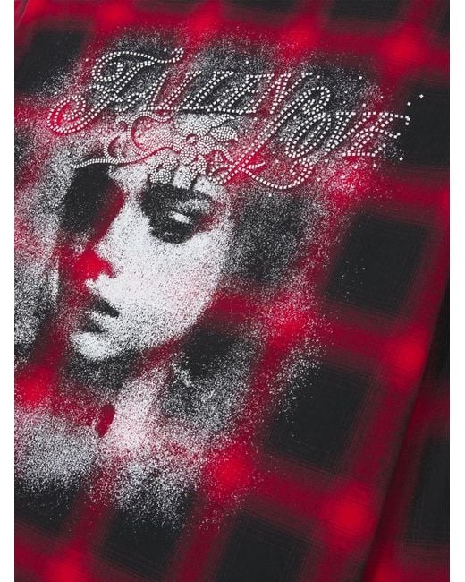 Iuter Red Fallen Love Checked Shirt for men
