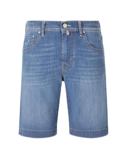 Jacob Cohen Blue Logo-Patch Denim Shorts for men