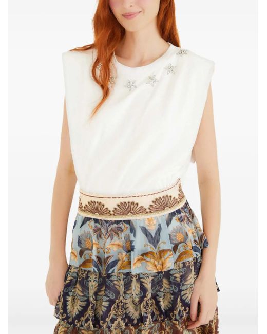 Top sin mangas con aplique de estrella Farm Rio de color White