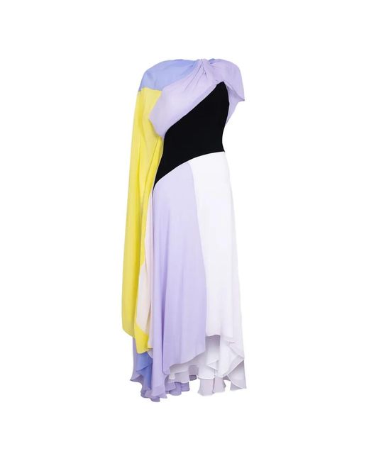 Roksanda White Orel Colour-Block Draped Maxi Dress