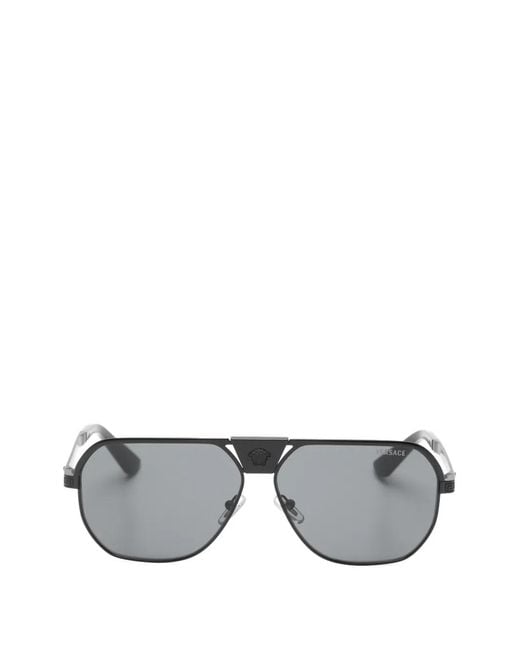 Versace Gray Medusa Greca Sunglasses