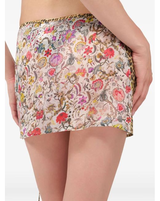 Roberto Cavalli Natural Leopard Floral Sarong