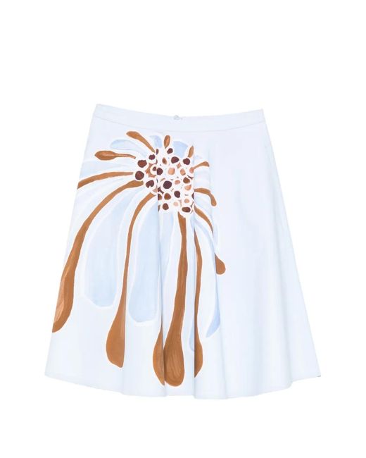 Dorothee Schumacher White Floral-Print Flared Midi Skirt