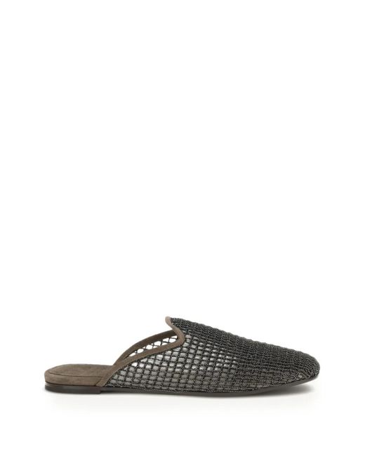 Brunello Cucinelli Gray Net Slides