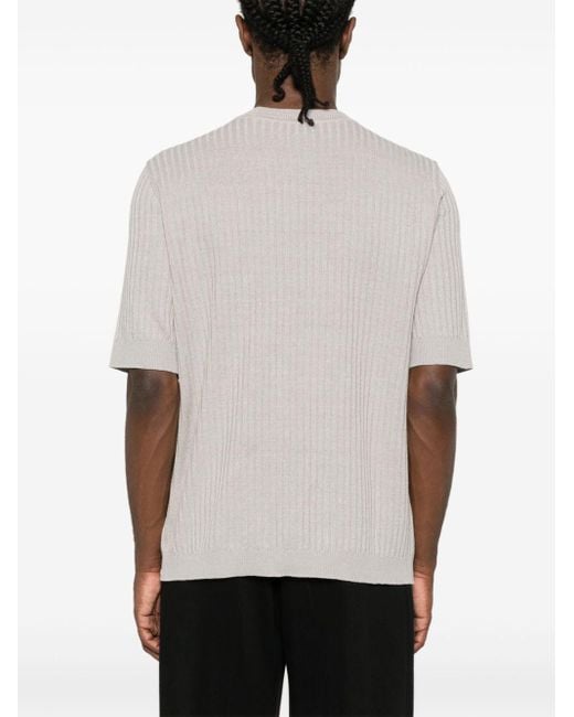 Lardini White Ribbed Linen-blend T-shirt for men