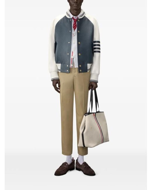 Thom Browne White 4-Bar Relaxed-Fit Cardigan for men