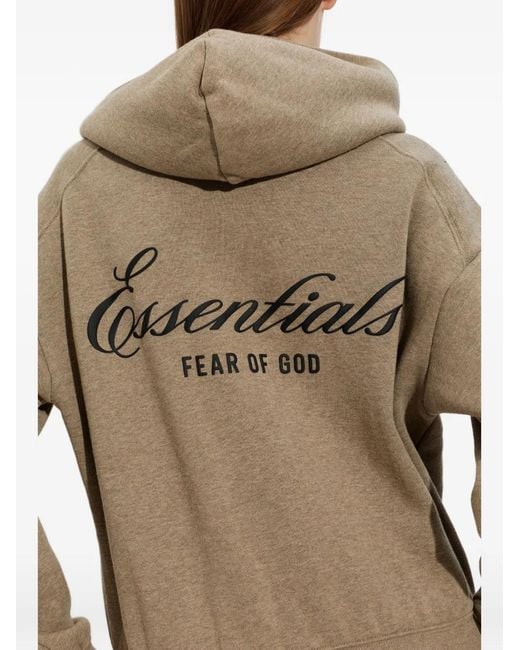 Fear Of God Natural Logo-Print Zip-Fastening Hoodie