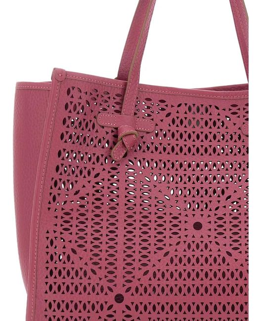 Gianni Chiarini Red Marcella Perforated Leather Tote Bag