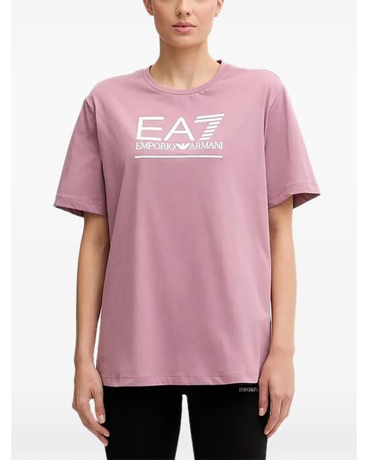 EA7 Pink Logo-Print T-Shirt