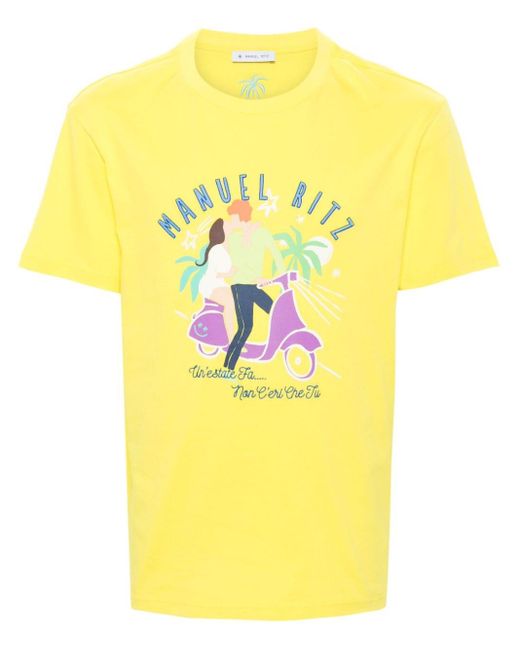 T-shirt con stampa di Manuel Ritz in Yellow da Uomo