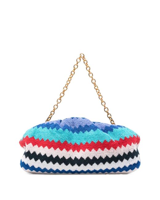Missoni Blue Sponge Zig Zag Shoulder Bags