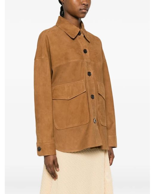 Arma Brown Flap-Pocket Leather Jacket