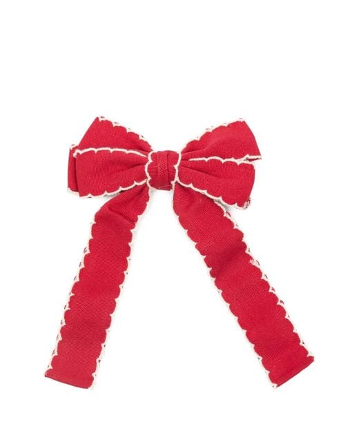 Stine Goya Red Scalloped-Trim Bow Hair Clip