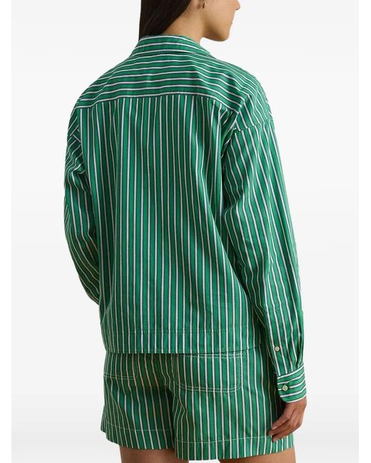 Ralph Lauren Green Striped Cotton Blouse
