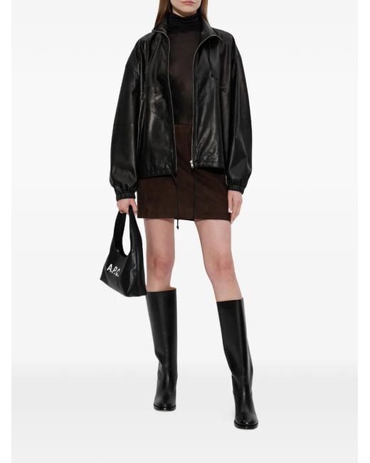 A.P.C. Black Block-Heel Leather Knee-High Boots