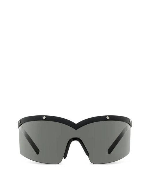 MCM Gray Geometric-Stud Shield Sunglasses