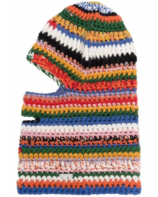 DSquared² Gray Colour-Block Knitted Balaclava for men