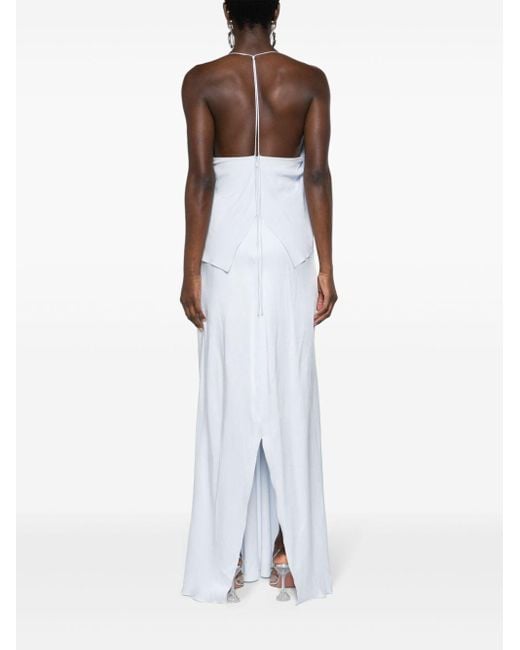 Robe longue en satin à design drapé Victoria Beckham en coloris White