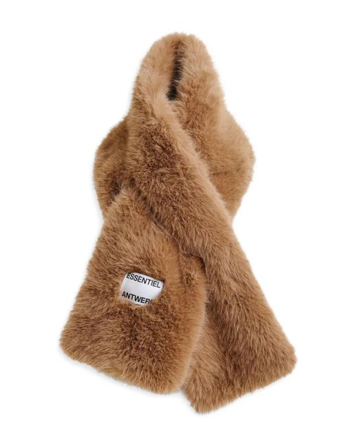 Essentiel Antwerp Brown Faux-Fur Slit-Insert Scarf