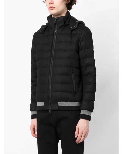 Herno Black Quilted-Finish Padded Jacket for men