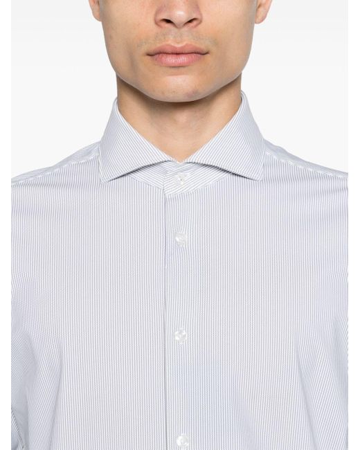 Dell'Oglio White Striped Spread-collar Shirt for men