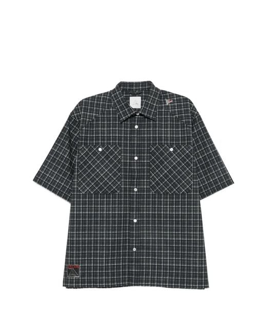 Roa Gray Check-Print Short-Sleeve Shirt for men