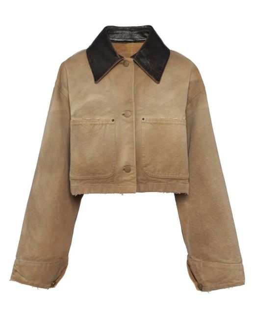 Prada Cropped Canvas Jack in het Brown