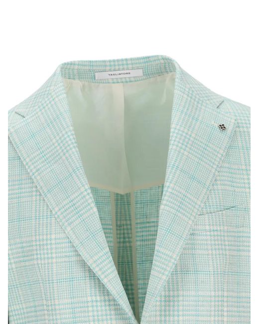 Tagliatore Green Checked Blazer for men